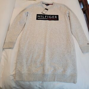 Tommy Hilfiger Light Gray Logo Sweatshirt Dress
